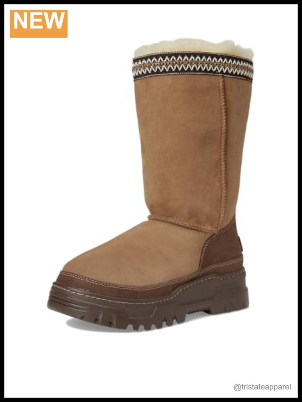 Waterproof Suede Sheepskin Mid-Calf Snow Boots Winter Wool Lined Traction